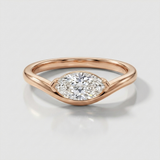 bezel oval natural diamond solitaire ring in 14k gold rose gold