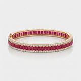ruby and natural diamond tennis bracelet in 14k gold rose gold