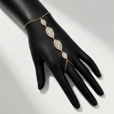 marquise natural diamond station hand chain in 14k gold
