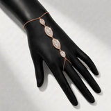 marquise natural diamond station hand chain in 14k gold rose gold