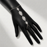 marquise natural diamond station hand chain in 14k gold white gold