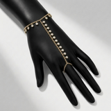 natural diamond station hand chain classic in 14k gold