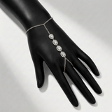 bezel set natural diamond floral station hand chain in 14k gold white gold