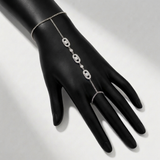 bezel set natural diamond station hand chain double row in 14k gold white gold