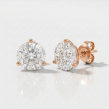 classic round lab-grown diamond stud earrings in 14k gold rose gold