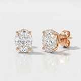 elegant oval lab-grown diamond stud earrings in 14k gold rose gold