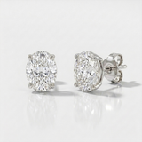 elegant oval lab-grown diamond stud earrings in 14k gold white gold