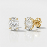 elegant oval lab-grown diamond stud earrings in 14k gold