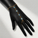 turquoise station natural diamond hand chain in 14k gold rose gold