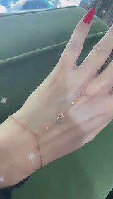 David star 14k gold ‘n diamonds hand chain