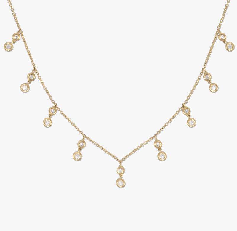 9 Station Diamond Dangle Necklace