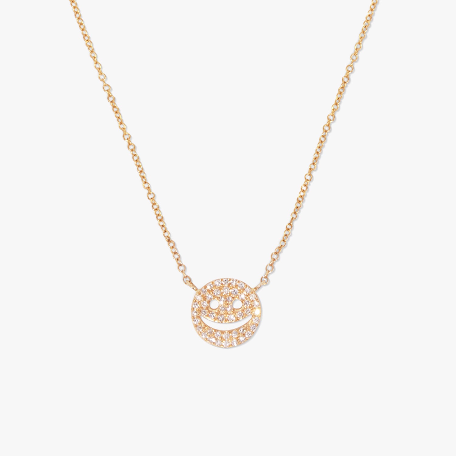 14K Gold Smiley Face Natural Diamond Necklace – ZUMA DIAMONDS